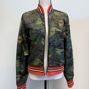 Lucky Brand Reversible Camo Bomber Jacket with Mixed Plaid Size S